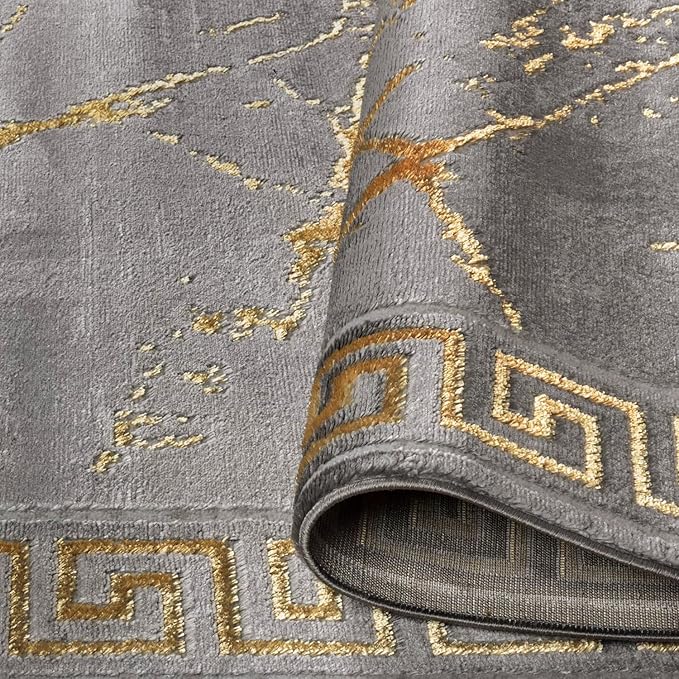GLORY RUGS Area Rugs Marble 8x10 Grey Gold Carpet Modern Abstract Rug Living Room Dining Bedroom Rug
