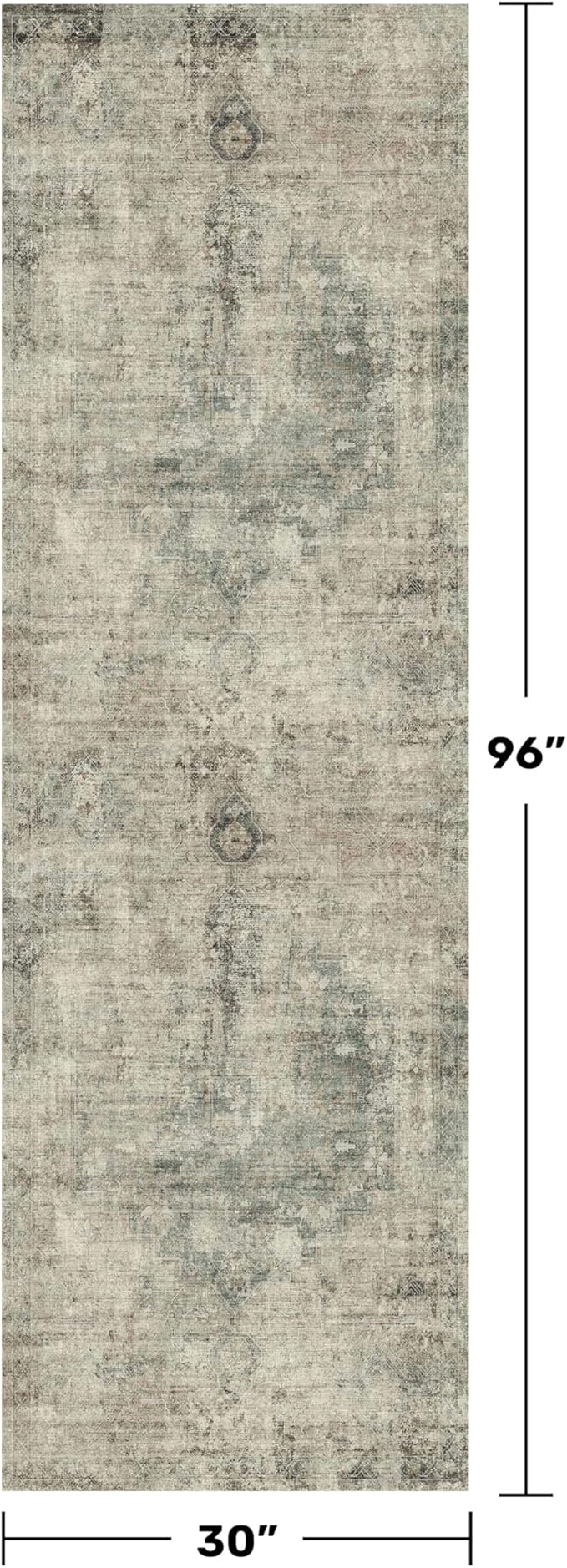 Moss Green 2'6"x8' Farmhouse Kitchen Rugs - 8ft Long Indoor Rugs for Entryway Non Slip, Washable Hallway Runners with Rubber Backing, Medallion Abstract Design Low Pile Stain Resistant Carpet