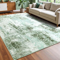 Washable Abstract Rug, 4x6 Modern Area Rugs with Non-Slip Rubber Backed for Living Room, Thin but Soft Contemporary Carpet Kitchen Bedroom Decor, Green