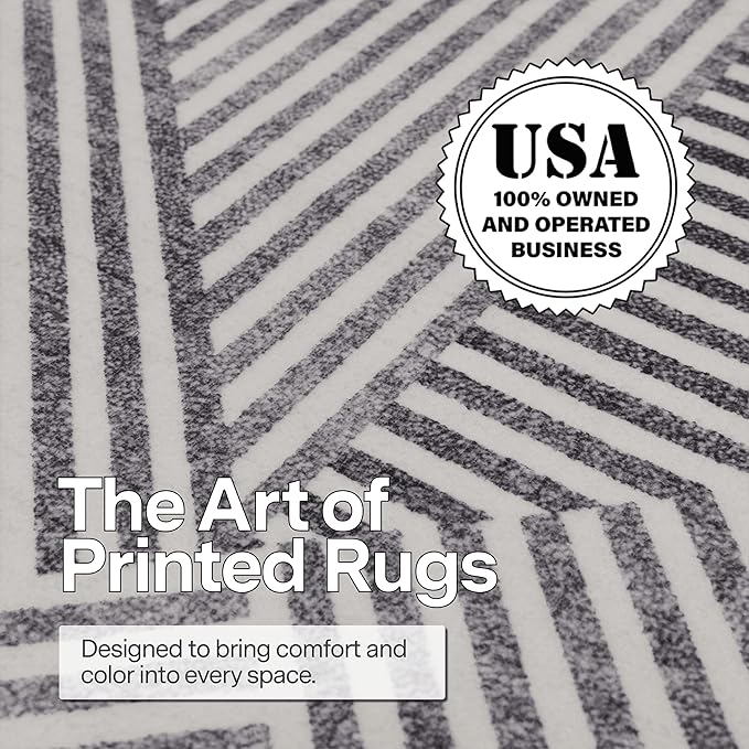ReaLife Rugs Machine Washable Area Rug - Living Room Bedroom Bathroom Kitchen Entryway Office - Padded Low Pile Stain Resistant Premium - Modern Geometric Contemporary - Miles - Gray 4' x 6'
