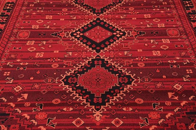 Unique Loom Tekke Collection Area Rug - Sheibani (7' 1" x 10' Rectangle, Red/ Black)