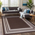 Beverly Rug Non Slip Area Rugs 8x10 Modern Bordered Non Skid Rubber Backing Soft Area Rug for Living Dining Room Easy to Clean Non Shedding Kitchen Bedroom Indoor Carpet 8 x 10 Brown