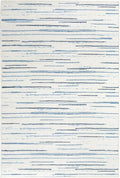 Dash & Albert Elwood Blue Machine Washable Rug, 3 X 5 Feet, Blue Stripe Pattern - Premium Luxury Hotel Quality Soft Breathable Hypoallergenic Machine Washable Easy Care All Season Comfortable