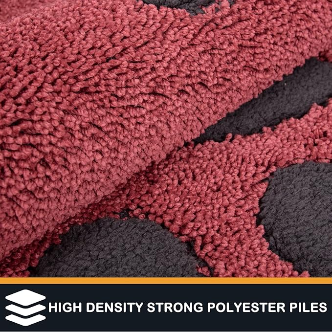 PURRUGS Dirt Trapping Door Mat 33.5" x 59", Non-Skid/Slip Machine Washable Microfiber Entryway Rug, Dog Doormat, Super Absorbent Welcome Mat for Muddy Wet Shoes and Paws, Burgundy Red