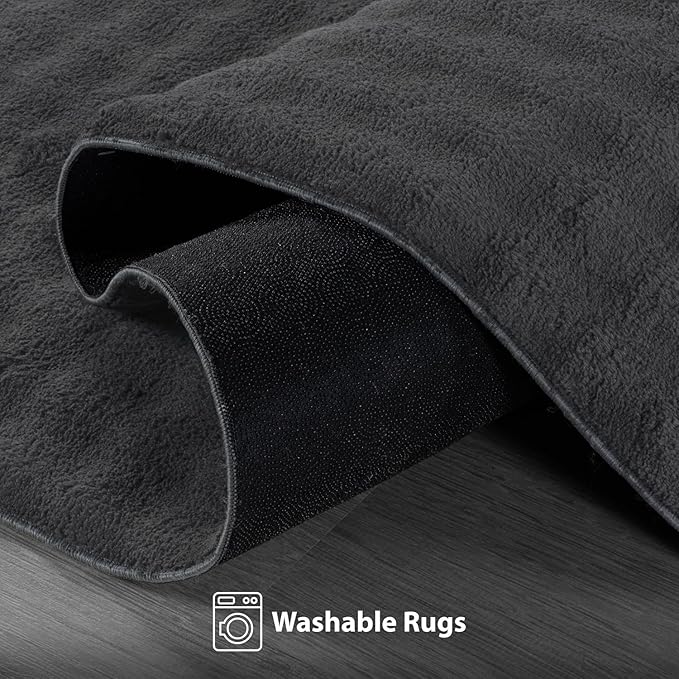 CAMILSON Modern Dark Gray Non Slip Runner Rug 2x7 Ultra Soft High Pile Kitchen Rugs Non Skid Rubber Backing Durable & Easy to Clean Carpet for Entryway Bathroom Indoor Use (2 x 7 Dark Gray)