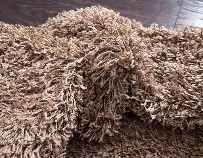 Unique Loom Solid Shag Collection Area Rug (6' 1" x 9' Rectangle, Sandy Brown)