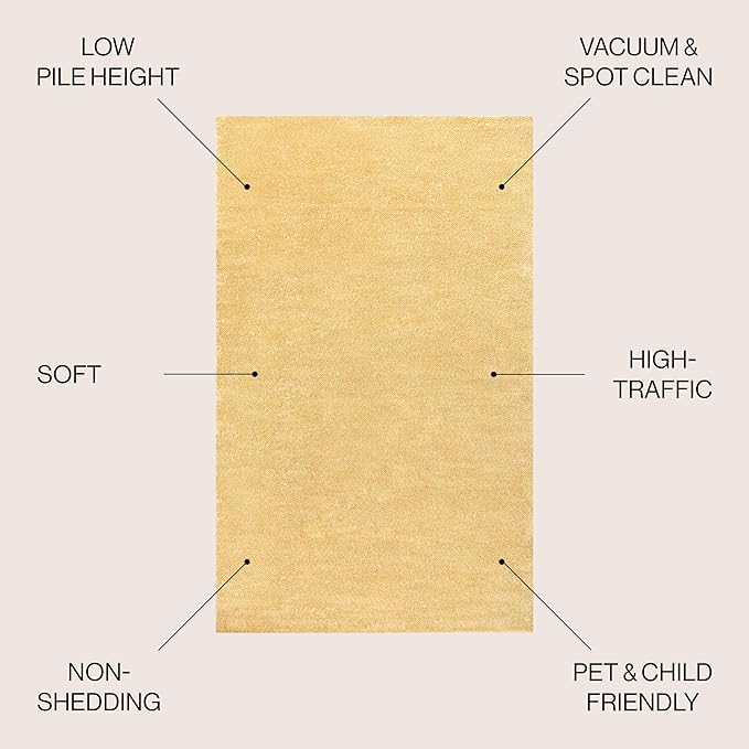 JONATHAN Y Haze Solid Low-Pile Mustard Indoor Area Rug 12x15, Coastal,Bohemian,Minimalist,Classic, Easy-Cleaning for Living Room,Bedroom,Kitchen,Pet Friendly,Non-Shedding (SEU100B-15)
