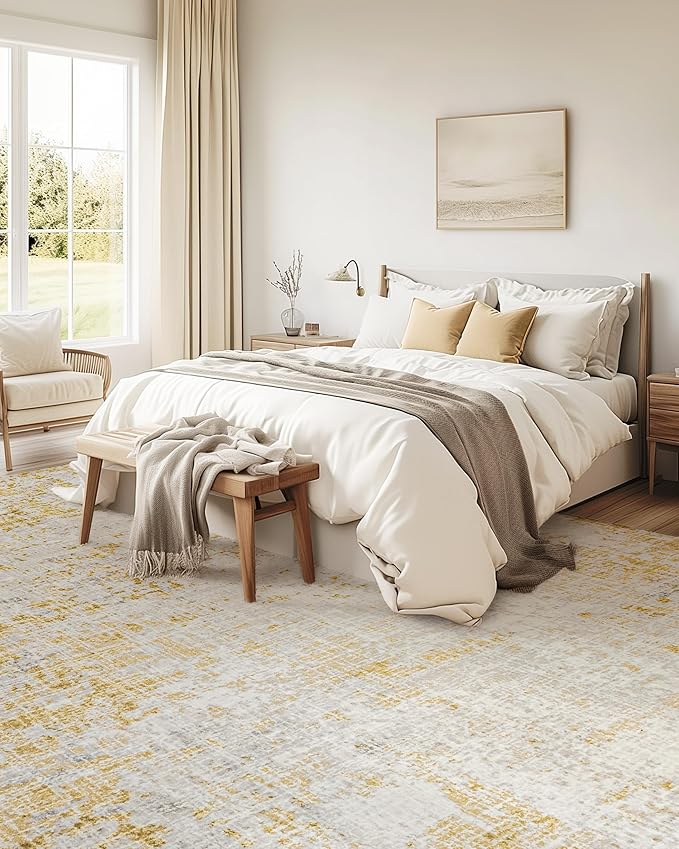 ILANGO Area Rug 8x10 ft for Living Room Bedroom Machine Washable Rugs with Non Slip Backing High Traffic Indoor Carpet for Dining Room Dorm Non-Shedding & Fade Resistant Modern Rugs