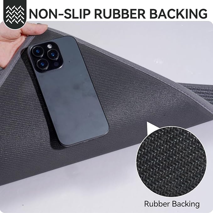 Front Door Mat 31''x47'', Non Slip Absorbent Muddy Dirt Resist Washable Low-Profile Indoor Doormat, Welcome Entryway Door Mats, Grey