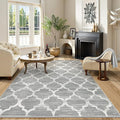 Lahome Moroccan Machine Washable Rug - 5x7 Area Rugs for Living Room Non-Slip Grey 5x7 Bedroom Rugs Throw Large Modern Trellis Carpet for Entryway Office Kitchen Dining Room Rug Decor (5'x7', Gray)