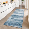 PADOOR Modern Abstract Runner Rug - 2.6x8 Washable Hallway Rugs, Ultra Soft Non-Slip Low Pile Floor Rugs for Hallway Entryway Kitchen Bedroom Bedside Laundry Room Blue