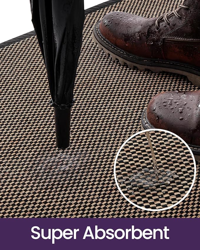 DEXI Ultra Thin Entryway Door Mat 24x36, Non Slip Rubber Backing Inside Entry Mat, Low Profile Easy Clean Dirt Trapper Doormat for Inside Entrance Patio, Black