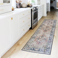RUGGABLE Washable Vintage Runner Rug – Kamran Royal Blue 2.5x10, Stain-Resistant, Non-Slip Hallway Runner – Machine Washable Rug for Hallway, Entryway, Living Room & Kitchen–with Standard Pad