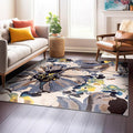 Rugshop Cream Bright Flowers Non Slip Non-Shedding Square Area Rug for Dining Room, Living Room and Bedroom, 6'6" x 6'6"
