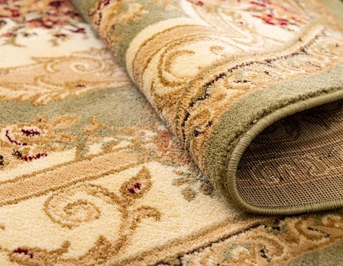 Unique Loom Versailles Collection Traditional Classic Floral Motif Area Rug (7' 11 x 7' 11, Green/Ivory)