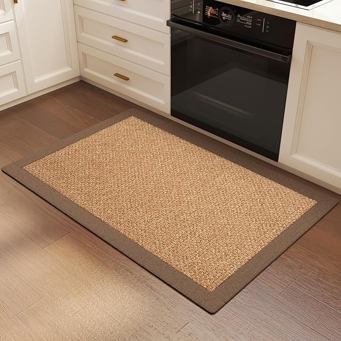 Front Door Mat 2'x3', Jute Like Non-Slip Indoor Mat Entrance, Woven Washable Doormat for Front Indoor Entryway, Brown