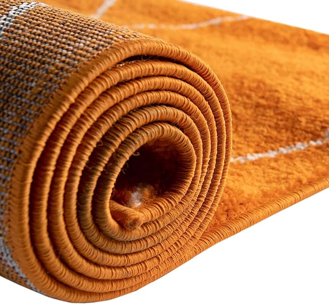 Unique Loom Trellis Frieze Collection Area Rug - Geometric (8' Round, Orange/ Ivory)