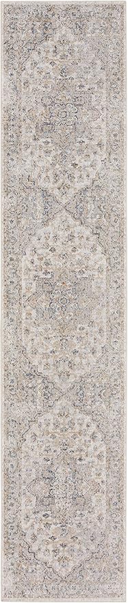 Nourison Home Astra Machine Washable Silver Grey 2' x 6' Area Rug - Easy Clean, Non Shedding, Bed Room, Living Room, Dining Room, Kitchen (6' Runner)