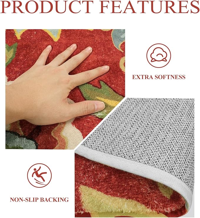 Lahome Floral Runner RugWashable Kitchen Hallway Runner Rug