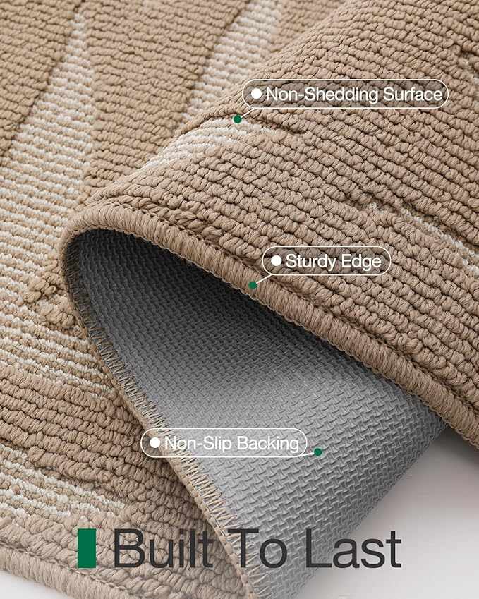 LUMI Front Door Mat Indoor Entrance 48"x72", Low Profile Welcome Mat, Non-Slip Washable Doormat with Rubber Backing for Entrance, Patio, Garage, Beige