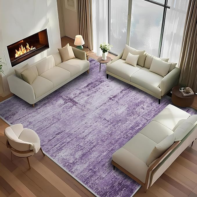 Abstract 8x10 Area Rug for Living Room Dining Room Home Office Bedroom Purple Grey
