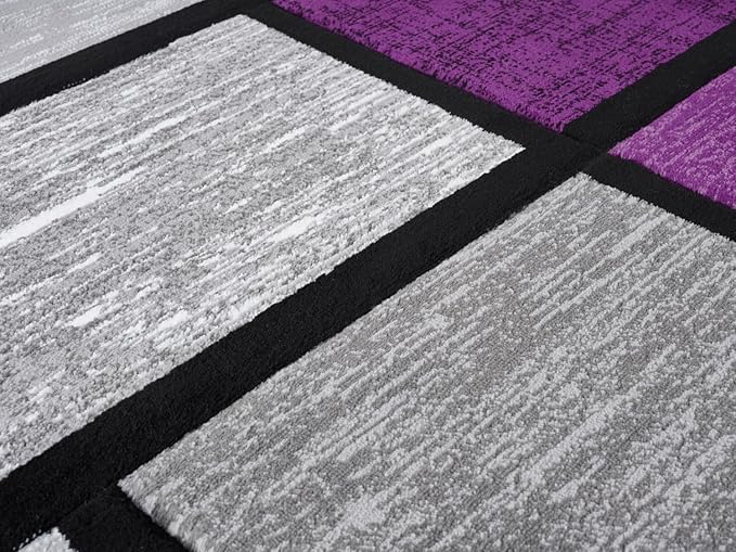 Geometric Area Rug - Decorative Home & Office Rug - Indoor Carpet for Living Room, Bedroom, Family or Dining Room - Non-Fading Polyester Material, Stain-Proof - Made in Turkey - Purple, 8 x 10