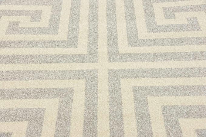 Unique Loom Athens Collection Classic Geometric Modern Border Design Area Rug (5' 0 x 8' 0 Rectangular, Gray/ Beige)