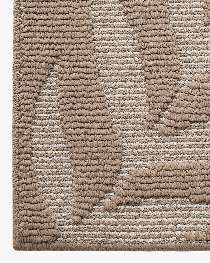 LUMI Front Door Mat Indoor Entrance 32"x48", Low Profile Welcome Mat, Non-Slip Washable Doormat with Rubber Backing for Entrance, Patio, Garage, Beige