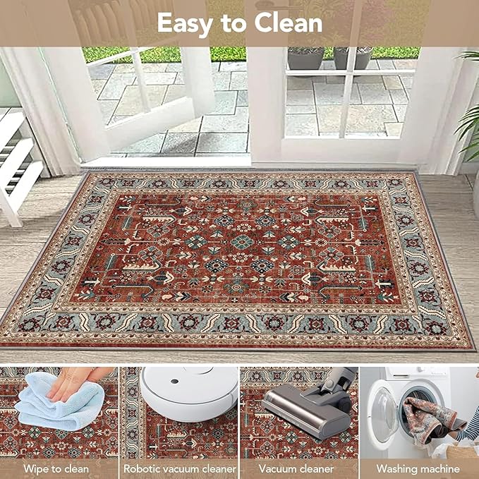 Washable Indoor Doormat 24" x 36" Non-Slip Entry Rug Welcome Mat Dirt Trapper Red