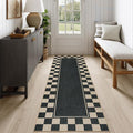 Moynesa Easy Jute Runner Rugs Washable 2x6 Entryway Runners Rug for Kitchen Black Checkered Carpet for Indoor Outdoor Non Slip Mat for Hallways Bathroom Bedroom Laundry Living Room Corridor