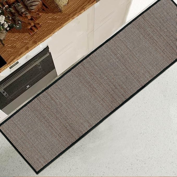 Artoid Mode Washable Non Skid Kitchen Rugs and Mats Doormat, Absorbent Door Mat Rugs for Kitchen Floor Front of Sink Hallway Black 17x60 Inch