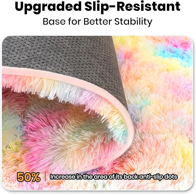 Zentavio Unicorn Rugs for Girls Room 6x9 Area Rugs for Living Room Carpet for Bedroom Washable Soft Fluffy Shag Aesthetic Plush High Pile Throw Rug for Nursery Kids Room Dorm Room Rainbow