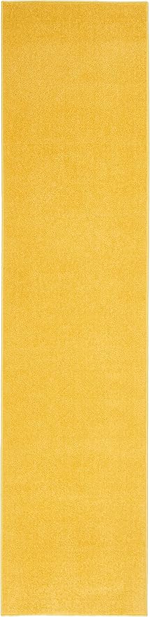Nourison Home Nourison Essentials Yellow 2'2" x 12' Area Rug - Easy Clean, Non Shedding, Bed Room, Living Room, Dining Room, Kitchen (12' Runner)