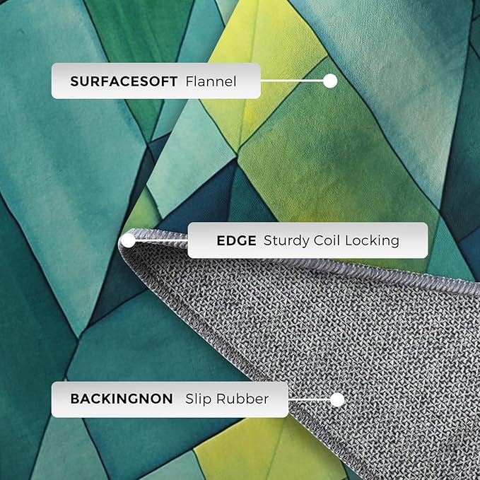 4x5 Geometric Zigzag Rugs for Bedroom Decor, Washable Green Chevron Pattern Area Rug, Living Room Home Decoration, Non Slip Soft Thin, Modern Abstract Geometry Decor Carpet PF-P 49