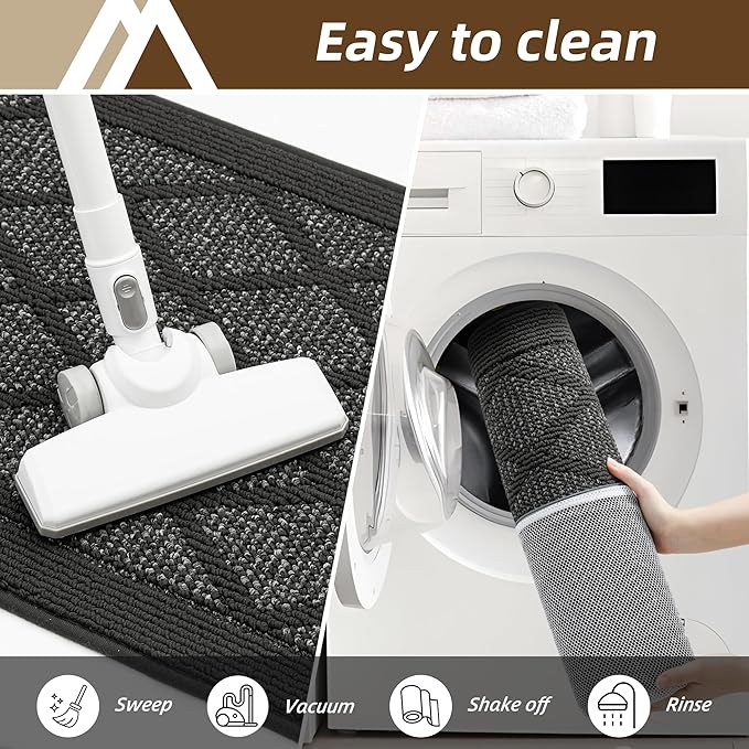 COSY HOMEER Non-Slip Door Mat 32"x48", Entryway Rugs Low Profile Absorbent Dirt Trapper Doormat for Front Entrance, Washable Polypropylene Entry Mat (Dark Grey)
