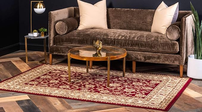 Unique Loom Voyage Collection Traditional Oriental Classic Intricate Design Area Rug (7' 0 x 10' 0 Rectangular, Red/Gold)