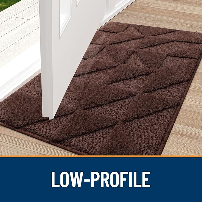 OLANLY Door Mats Indoor, Non-Slip, Absorbent, Dirt Resist, Entrance Washable Mat, Low-Profile Inside Entry Doormat for Entryway (59x36 inches, Dark Brown)