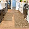 Kitchen Rugs,Kitchen Mats for Floor,Non Slip Washable 20"x 30"+20"x 48" Neutral Braided Rug,Faux Jute Rug with Non Slip Backing for Kitchen,Solid,Easy Clean,Area Rugs Sets of 2Pcs,Light Brown