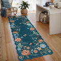 Lahome Floral Kitchen Runner Non-Slip, 2X6 Soft Washable Hallway Runner Rug, Ultra-Thin Stain Resistant Boho Laundry Room Rug Low-Pile Carpet for Bathroom Entryway Bedroom, Navy Blue
