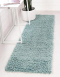 Unique Loom Davos Shag Collection Area Rug - Solid (2' 7" x 20' Runner, Aqua)