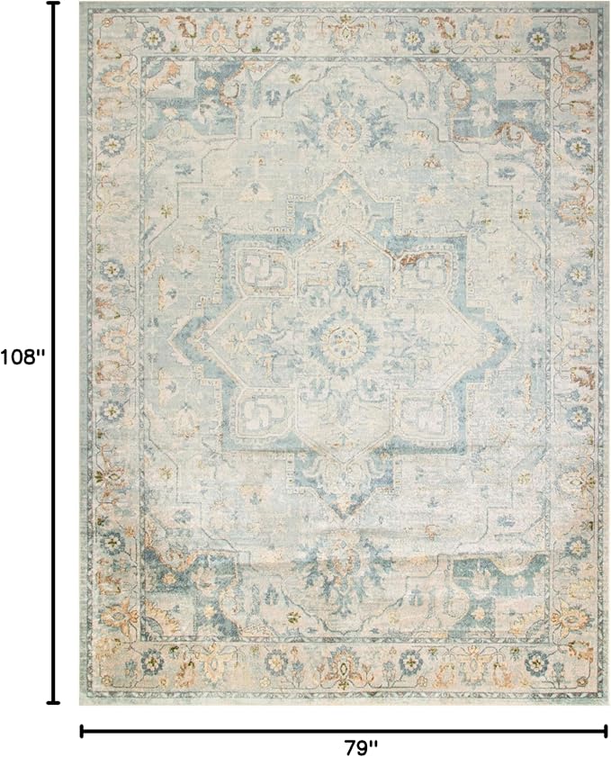 Nourison Home Astra Machine Washable Light Blue 6'7" x 9' Area Rug - Easy Clean, Non Shedding, Bed Room, Living Room, Dining Room, Kitchen (7' x 9')