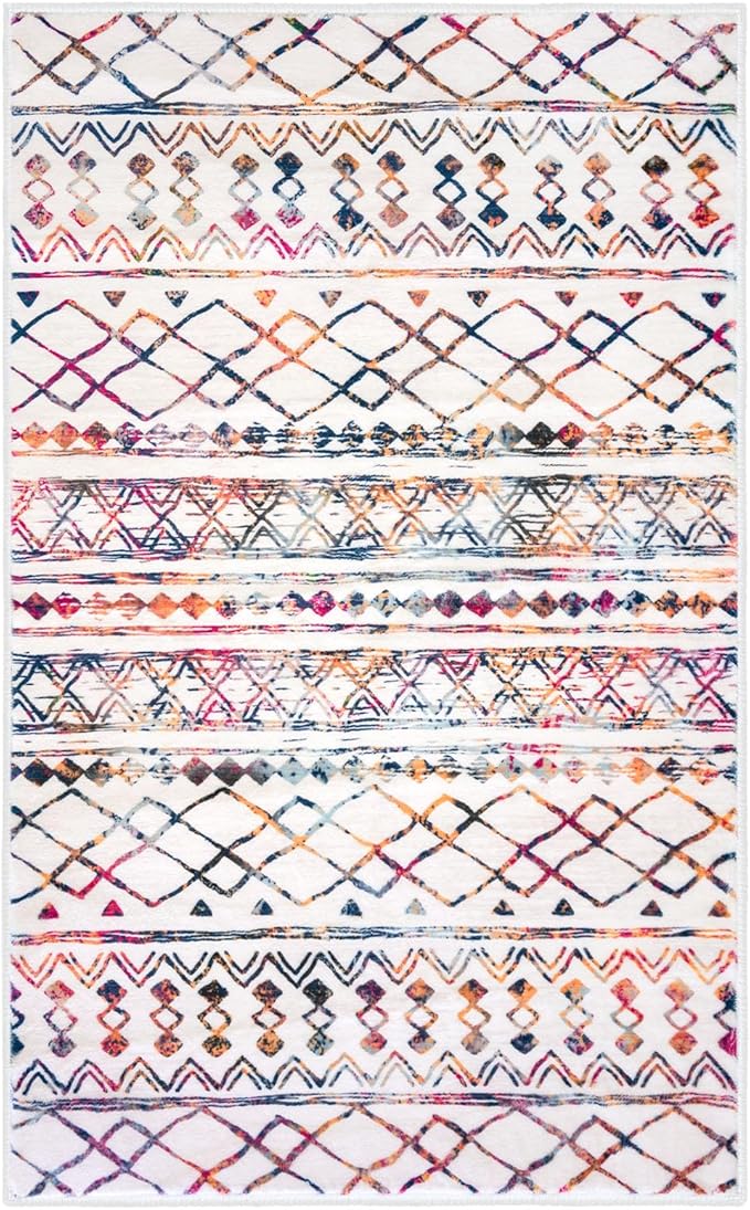 KUTA 5x7 Living Room Rug, Moroccan Large Multi-Color Area Rugs Washable Boho Non-Slip, Ultra Soft Geometric Traditional Farmhouse Carpet for Living Dining Room Bedroom Dorm Office Home Décor