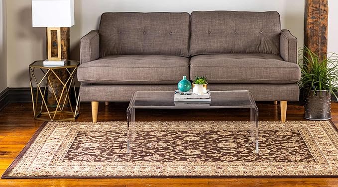 Unique Loom Voyage Collection Traditional Oriental Classic Intricate Design Area Rug (7' 0 x 10' 0 Rectangular, Brown/Ivory)
