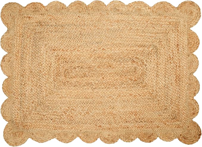Savi Home Hand Woven Area Rug Braided Jute Scalloped Border, Decor Collection Classic Quality Made for Living Room, Kitchen, 2x3' - Natural