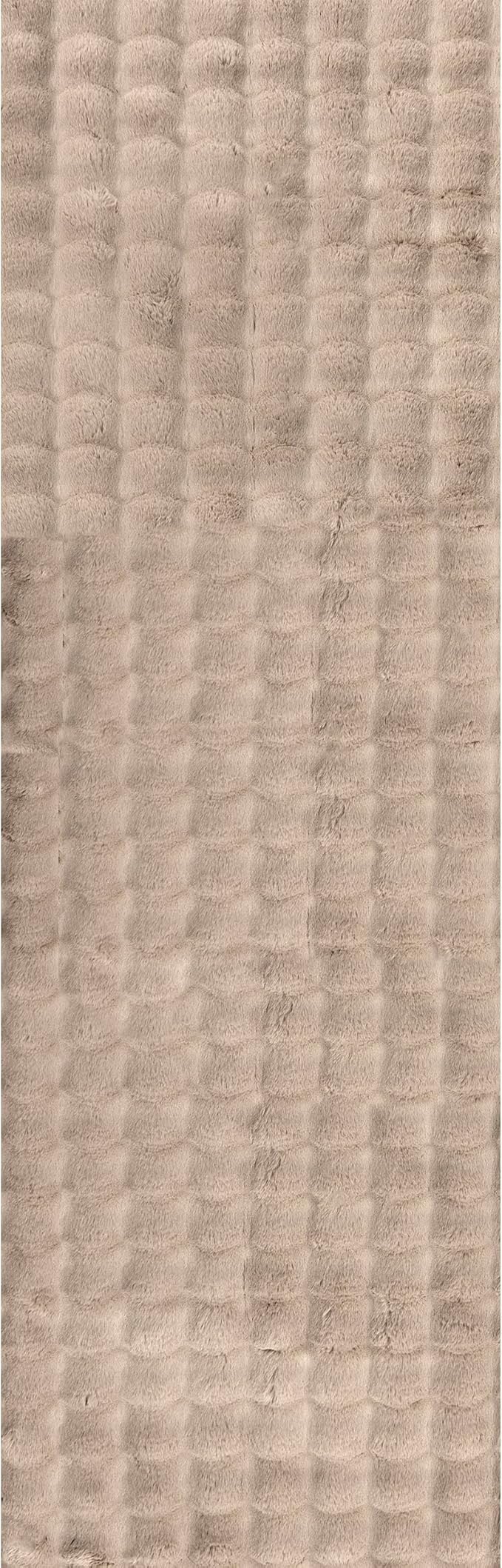 nuLOOM Jeni Taupe, 2'6" x 6', Solid Faux Rabbit, Fluffy and Cozy, High Traffic, Stain Resistant, Easy Clean, Durable Washable Runner for Bedroom, Living Room, Dining, Den, Foyer, Entryway