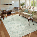 Lahome Vintage 5x7 Washable Green Rugs for Living Room Bedroom, Soft Dining Room Rugs for Under Table, Non Slip Indoor Throw Carpet for Entryway Kitchen Office (5x7ft,Light Green)