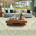 Kokia 9x12 Washable Sage Green Area Rugs with Vintage Orient Design, Soft Rug for Living Room or Bedroom, Non-Slip Low Pile Stain Resistance Features, Distressed Medallion Pattern
