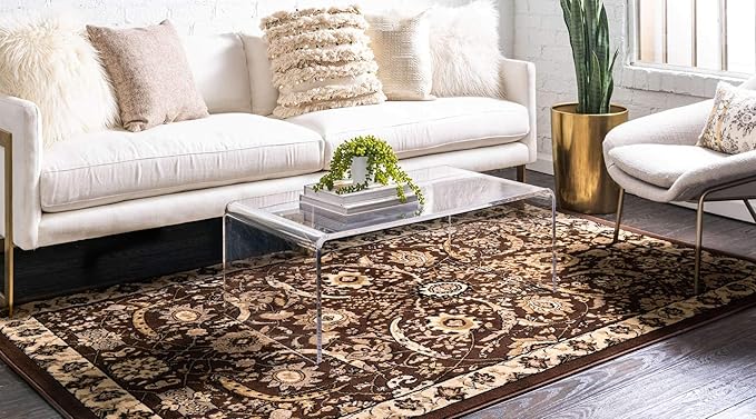 Unique Loom Espahan Collection Area Rug - Cape Cod (7' 1" x 10' Rectangle, Brown/ Beige)