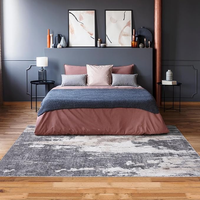 LUXE WEAVERS Euston Collection Gray-Gray 6x9 Modern Abstract Area Rug
