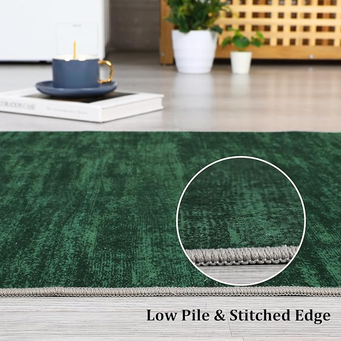RUGSREAL 5x7 Living Room Area Rugs Modern Solid Color Area Rug Non-Slip Floor Carpet Indoor Washable Dining Room Contemporary Area Rug for Bedroom Kitchen Home Office, Dark Green